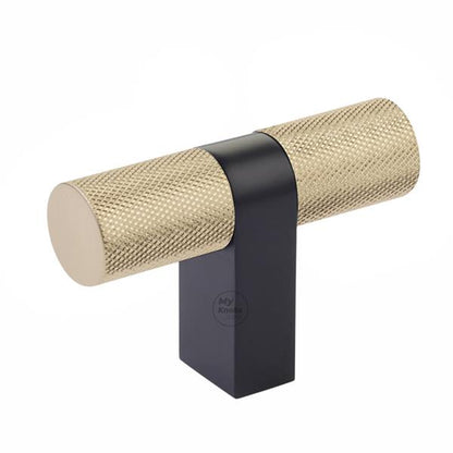 Emtek - Select Cabinet T-Knob 3-1/8 Inch overall, Rectangular Bar Stem, Knurled Bar