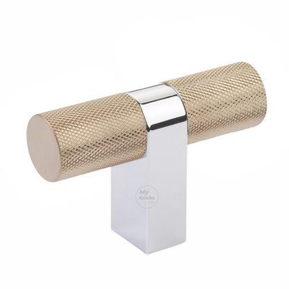Emtek - Select Cabinet T-Knob 3-1/8 Inch overall, Rectangular Bar Stem, Knurled Bar