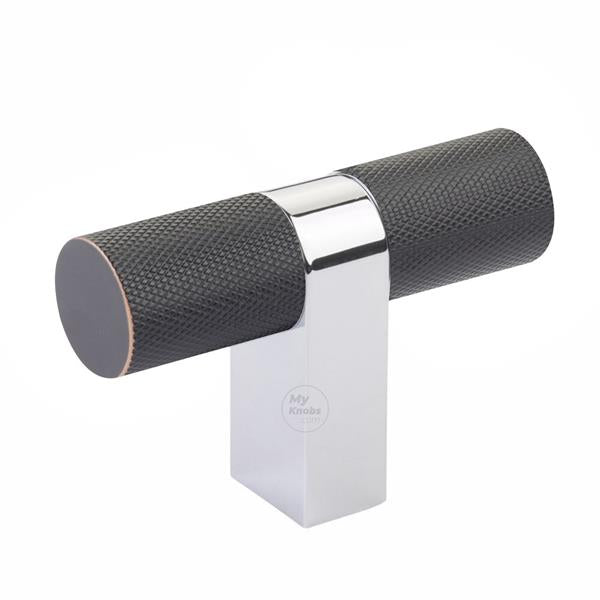 Emtek - Select Cabinet T-Knob 3-1/8 Inch overall, Rectangular Bar Stem, Knurled Bar