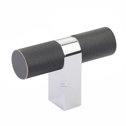 Emtek - Select Cabinet T-Knob 3-1/8 Inch overall, Rectangular Bar Stem, Knurled Bar