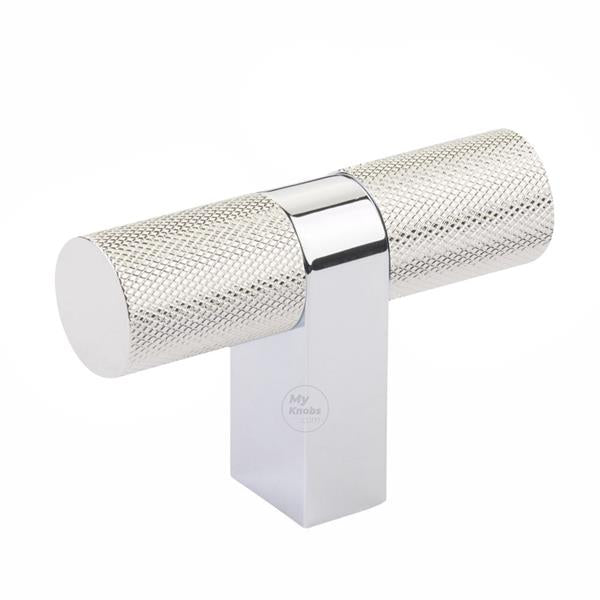 Emtek - Select Cabinet T-Knob 3-1/8 Inch overall, Rectangular Bar Stem, Knurled Bar