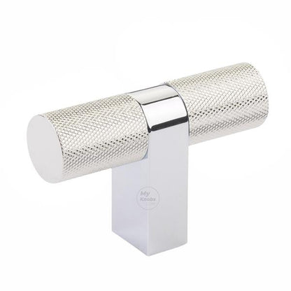 Emtek - Select Cabinet T-Knob 3-1/8 Inch overall, Rectangular Bar Stem, Knurled Bar