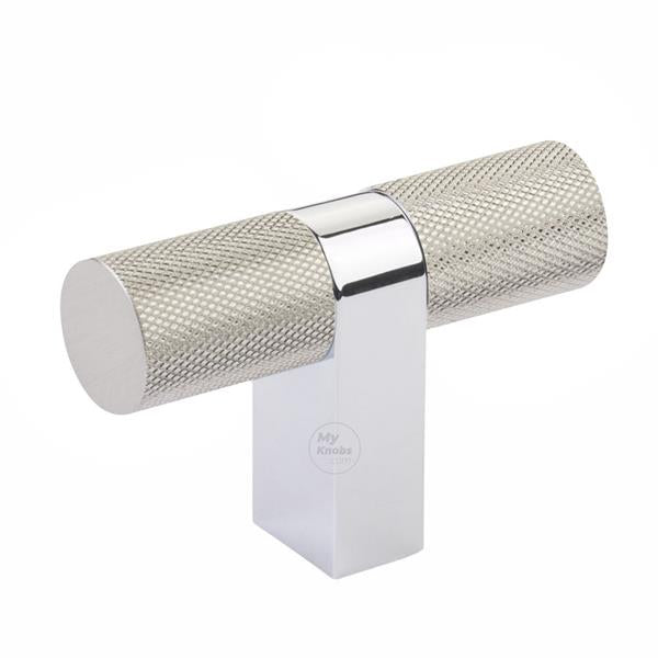 Emtek - Select Cabinet T-Knob 3-1/8 Inch overall, Rectangular Bar Stem, Knurled Bar