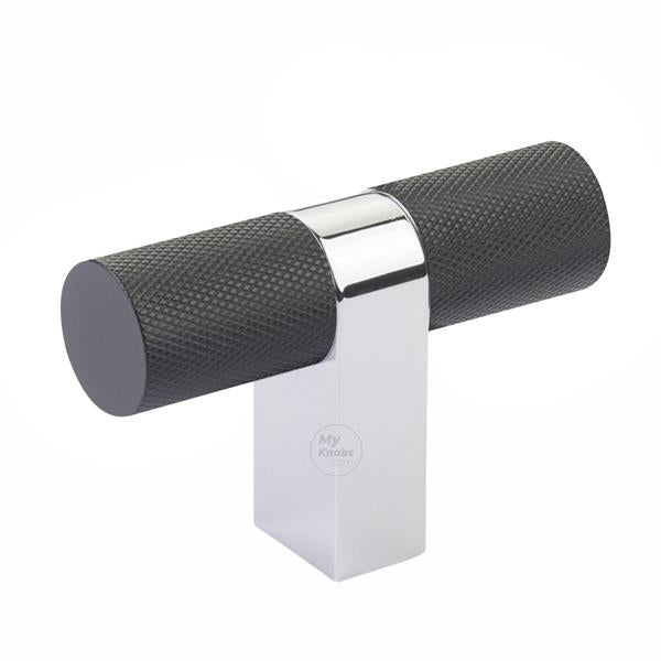 Emtek - Select Cabinet T-Knob 3-1/8 Inch overall, Rectangular Bar Stem, Knurled Bar