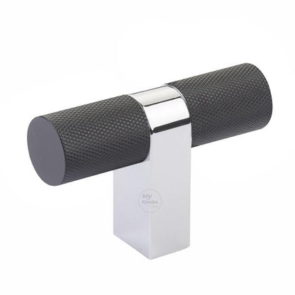 Emtek - Select Cabinet T-Knob 3-1/8 Inch overall, Rectangular Bar Stem, Knurled Bar