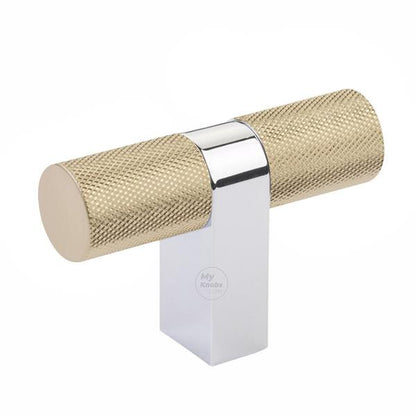 Emtek - Select Cabinet T-Knob 3-1/8 Inch overall, Rectangular Bar Stem, Knurled Bar