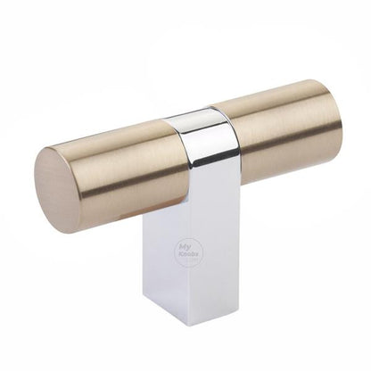 Emtek - Select Cabinet T-Knob 3-1/8 Inch overall, Rectangular Bar Stem, Smooth Bar
