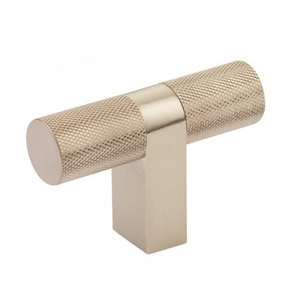 Emtek - Select Cabinet T-Knob 3-1/8 Inch overall, Rectangular Bar Stem, Knurled Bar