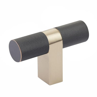 Emtek - Select Cabinet T-Knob 3-1/8 Inch overall, Rectangular Bar Stem, Knurled Bar