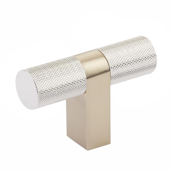 Emtek - Select Cabinet T-Knob 3-1/8 Inch overall, Rectangular Bar Stem, Knurled Bar