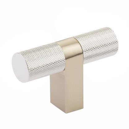 Emtek - Select Cabinet T-Knob 3-1/8 Inch overall, Rectangular Bar Stem, Knurled Bar