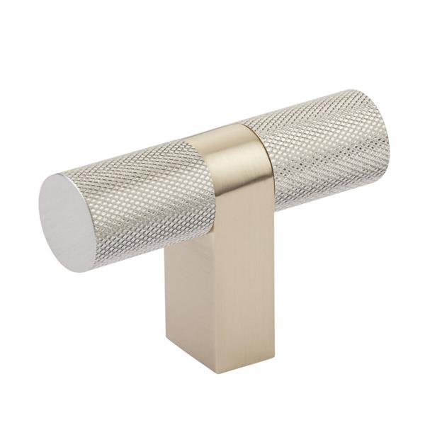 Emtek - Select Cabinet T-Knob 3-1/8 Inch overall, Rectangular Bar Stem, Knurled Bar