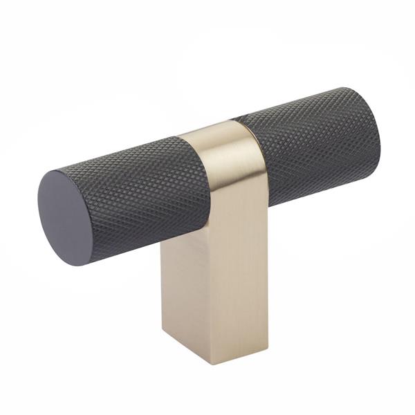 Emtek - Select Cabinet T-Knob 3-1/8 Inch overall, Rectangular Bar Stem, Knurled Bar