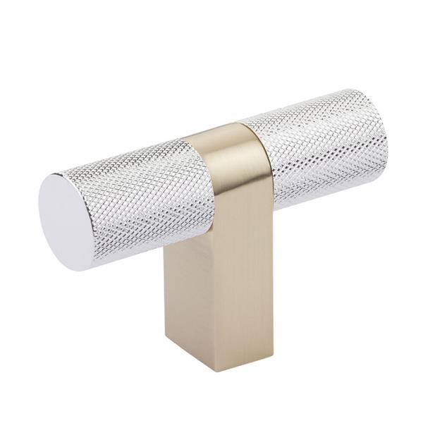 Emtek - Select Cabinet T-Knob 3-1/8 Inch overall, Rectangular Bar Stem, Knurled Bar