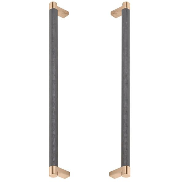 Emtek - Glass Shower Door Back to Back, Select Appliance Pull 12 Inch C-C, Rectangular Stem, Knurled Bar