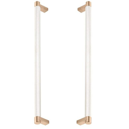 Emtek - Glass Shower Door Back to Back, Select Appliance Pull 12 Inch C-C, Rectangular Stem, Knurled Bar