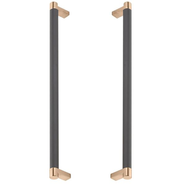 Emtek - Back to Back, Select Appliance Pull 12 Inch C-C, Rectangular Stem, Knurled Bar