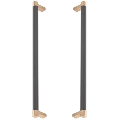 Emtek - Glass Shower Door Back to Back, Select Appliance Pull 12 Inch C-C, Rectangular Stem, Knurled Bar