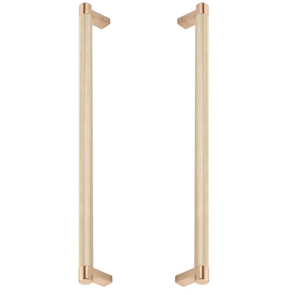 Emtek - Glass Shower Door Back to Back, Select Appliance Pull 12 Inch C-C, Rectangular Stem, Knurled Bar