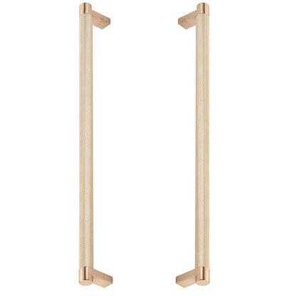 Emtek - Glass Shower Door Back to Back, Select Appliance Pull 12 Inch C-C, Rectangular Stem, Knurled Bar