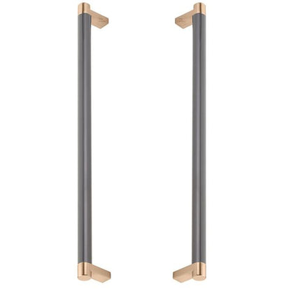 Emtek - Glass Shower Door Back to Back, Select Appliance Pull 12 Inch C-C, Rectangular Stem, Smooth Bar