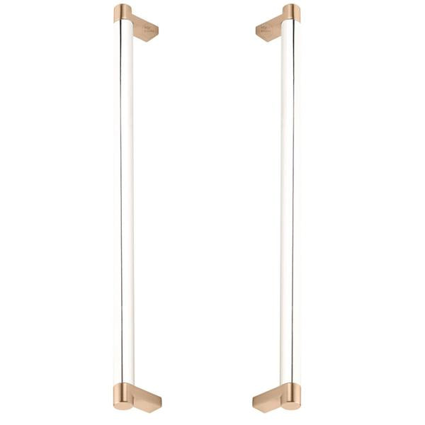 Emtek - Glass Shower Door Back to Back, Select Appliance Pull 12 Inch C-C, Rectangular Stem, Smooth Bar