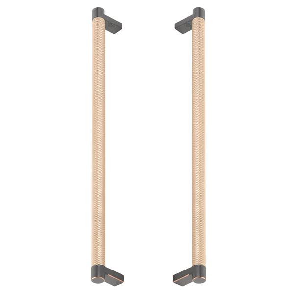 Emtek - Glass Shower Door Back to Back, Select Appliance Pull 12 Inch C-C, Rectangular Stem, Knurled Bar