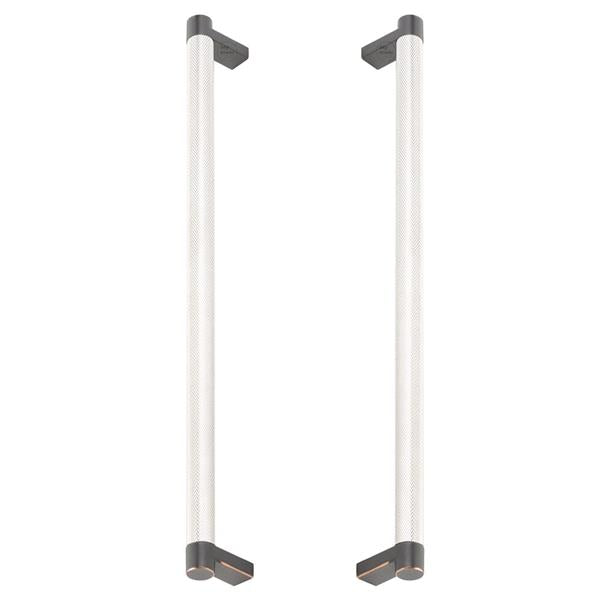 Emtek - Glass Shower Door Back to Back, Select Appliance Pull 12 Inch C-C, Rectangular Stem, Knurled Bar