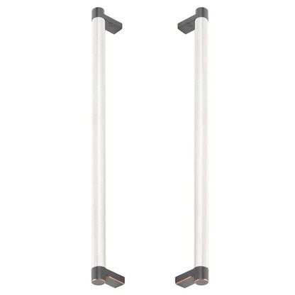 Emtek - Glass Shower Door Back to Back, Select Appliance Pull 12 Inch C-C, Rectangular Stem, Knurled Bar