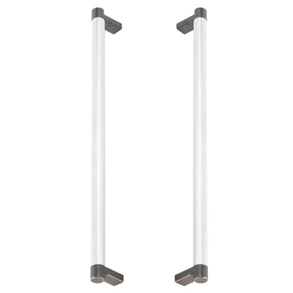 Emtek - Glass Shower Door Back to Back, Select Appliance Pull 12 Inch C-C, Rectangular Stem, Knurled Bar
