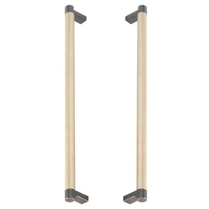 Emtek - Glass Shower Door Back to Back, Select Appliance Pull 12 Inch C-C, Rectangular Stem, Knurled Bar