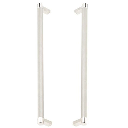 Emtek - Glass Shower Door Back to Back, Select Appliance Pull 12 Inch C-C, Rectangular Stem, Knurled Bar