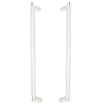 Emtek - Glass Shower Door Back to Back, Select Appliance Pull 12 Inch C-C, Rectangular Stem, Knurled Bar