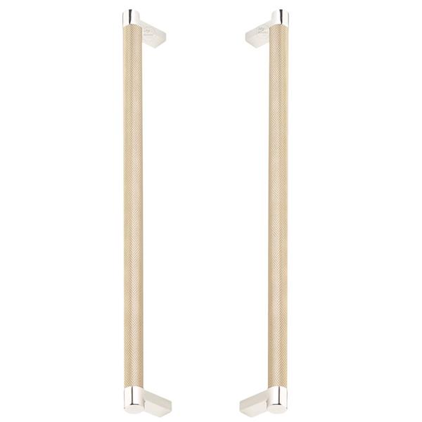 Emtek - Glass Shower Door Back to Back, Select Appliance Pull 12 Inch C-C, Rectangular Stem, Knurled Bar