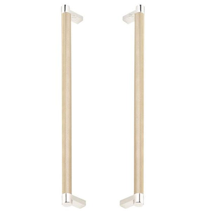 Emtek - Glass Shower Door Back to Back, Select Appliance Pull 12 Inch C-C, Rectangular Stem, Knurled Bar