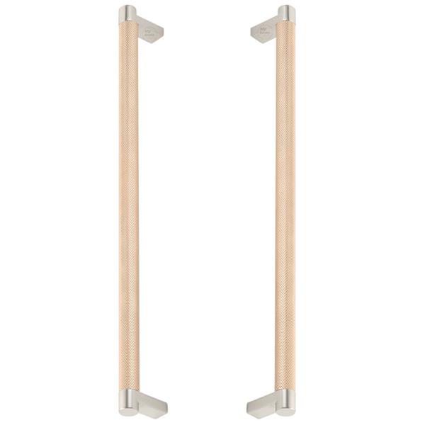 Emtek - Glass Shower Door Back to Back, Select Appliance Pull 12 Inch C-C, Rectangular Stem, Knurled Bar