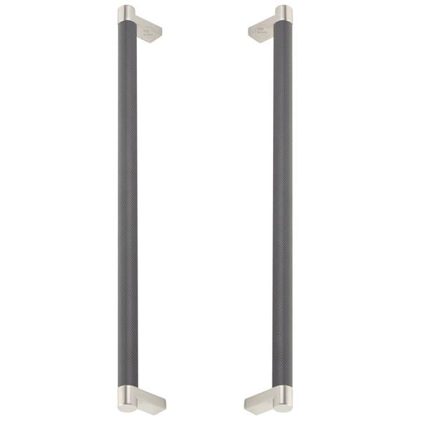 Emtek - Glass Shower Door Back to Back, Select Appliance Pull 12 Inch C-C, Rectangular Stem, Knurled Bar