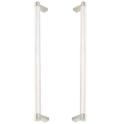 Emtek - Glass Shower Door Back to Back, Select Appliance Pull 12 Inch C-C, Rectangular Stem, Knurled Bar
