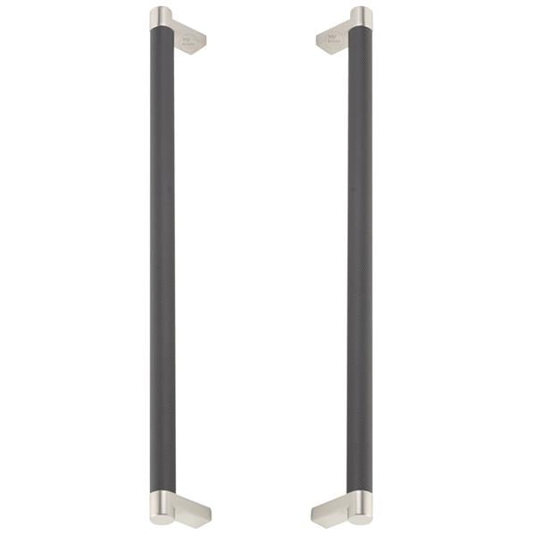 Emtek - Glass Shower Door Back to Back, Select Appliance Pull 12 Inch C-C, Rectangular Stem, Knurled Bar