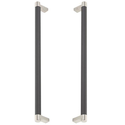 Emtek - Glass Shower Door Back to Back, Select Appliance Pull 12 Inch C-C, Rectangular Stem, Knurled Bar