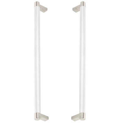 Emtek - Glass Shower Door Back to Back, Select Appliance Pull 12 Inch C-C, Rectangular Stem, Knurled Bar