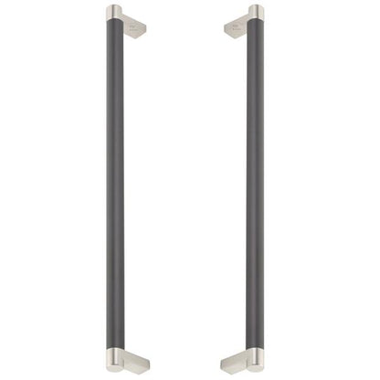 Emtek - Glass Shower Door Back to Back, Select Appliance Pull 12 Inch C-C, Rectangular Stem, Smooth Bar