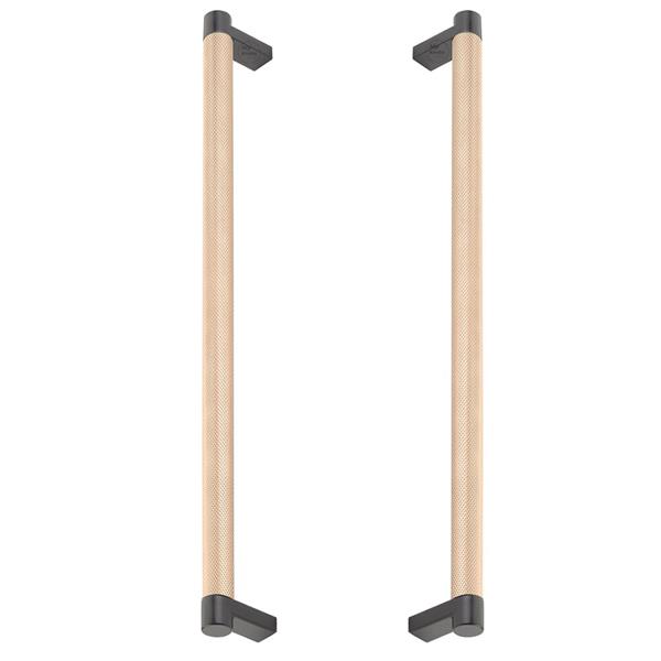 Emtek - Glass Shower Door Back to Back, Select Appliance Pull 12 Inch C-C, Rectangular Stem, Knurled Bar