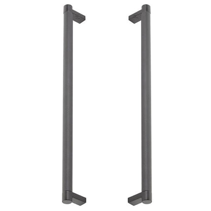 Emtek - Glass Shower Door Back to Back, Select Appliance Pull 12 Inch C-C, Rectangular Stem, Knurled Bar