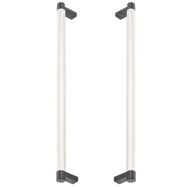 Emtek - Glass Shower Door Back to Back, Select Appliance Pull 12 Inch C-C, Rectangular Stem, Knurled Bar