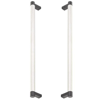 Emtek - Glass Shower Door Back to Back, Select Appliance Pull 12 Inch C-C, Rectangular Stem, Knurled Bar