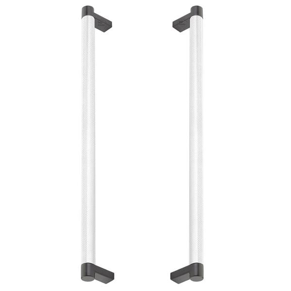 Emtek - Glass Shower Door Back to Back, Select Appliance Pull 12 Inch C-C, Rectangular Stem, Knurled Bar