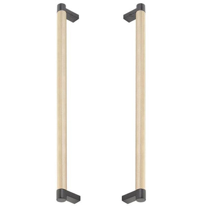 Emtek - Glass Shower Door Back to Back, Select Appliance Pull 12 Inch C-C, Rectangular Stem, Knurled Bar
