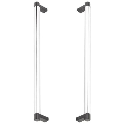Emtek - Glass Shower Door Back to Back, Select Appliance Pull 12 Inch C-C, Rectangular Stem, Smooth Bar