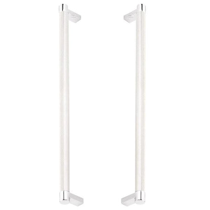 Emtek - Glass Shower Door Back to Back, Select Appliance Pull 12 Inch C-C, Rectangular Stem, Knurled Bar